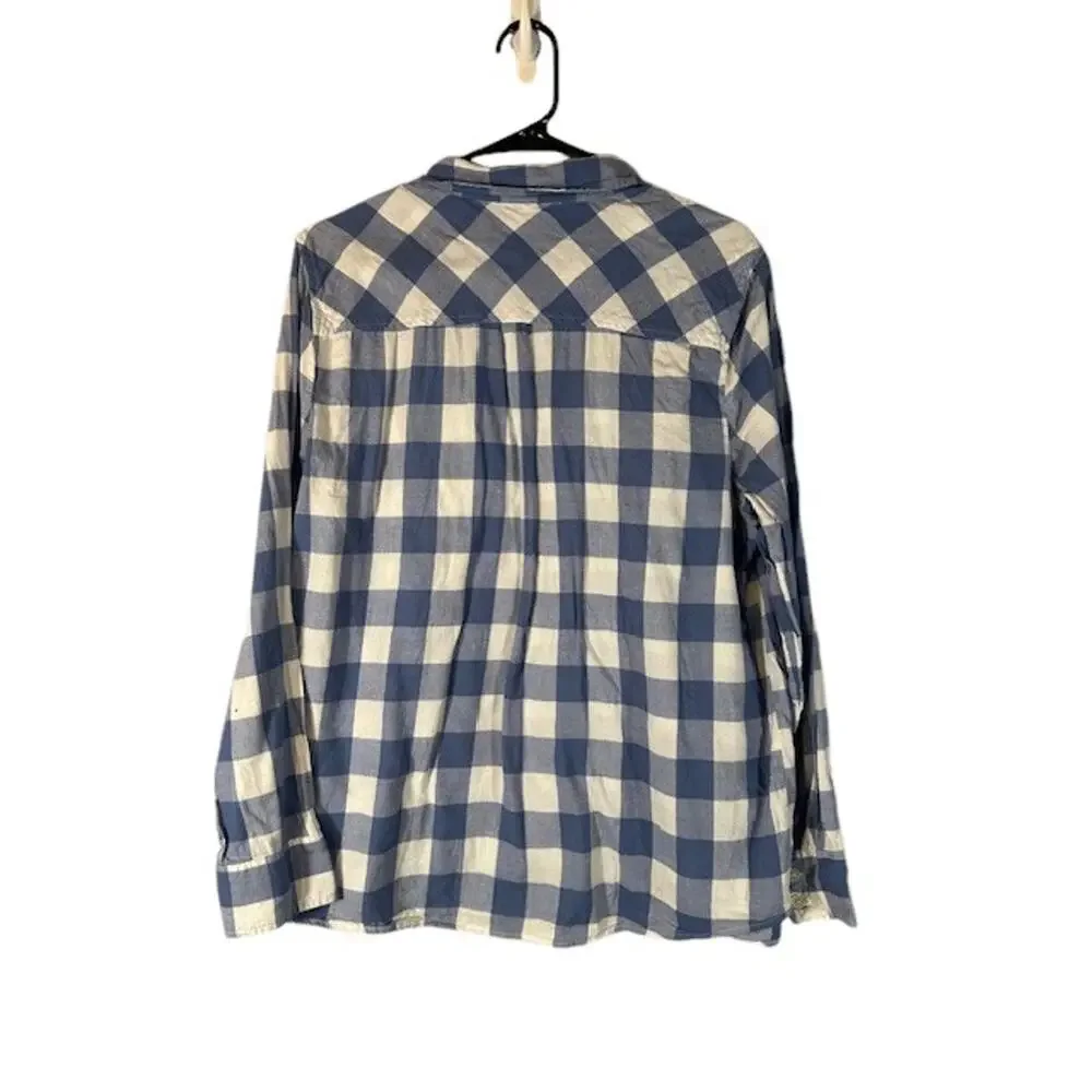 J. Crew Blue White Plaid Long Sleeve Collared Button Down Shirt Men Sz XL